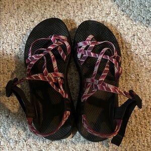 Chaco’s Black and Pink and Purple Strappy Sandals 9